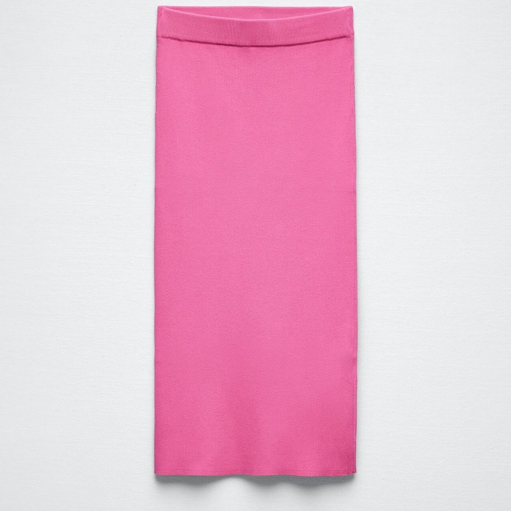 Pink- KNIT MIDI SKIRT